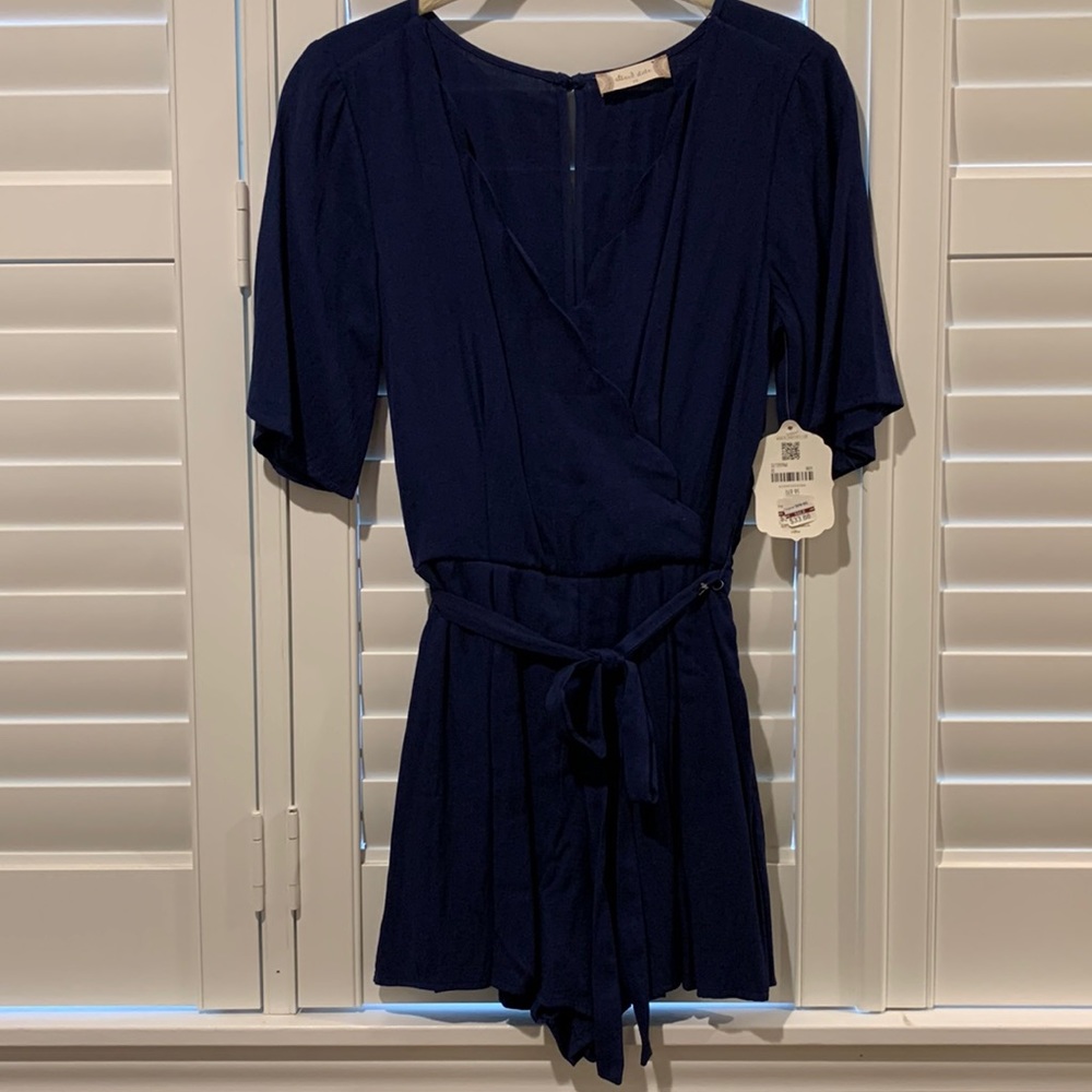 NWT Altar’s State Scallop Neck Romper XS Navy